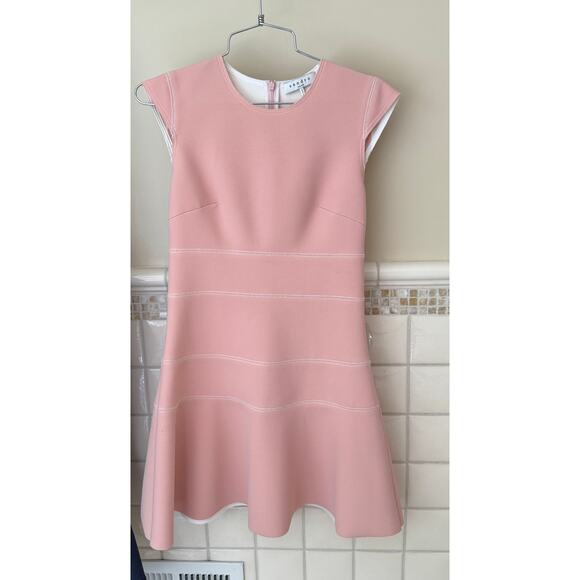 Sandro Paris Remind Mini Dress Scuba Knit Light Pink Womens $325 Size 1/XS - Picture 2 of 5